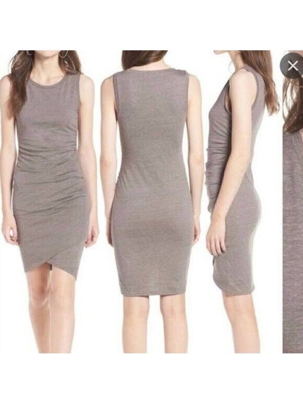 LEITH bodycon ruched tank dress BNWOT sz Medium tulip hem